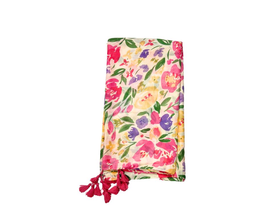 Pink Floral Cotton scarf for Women