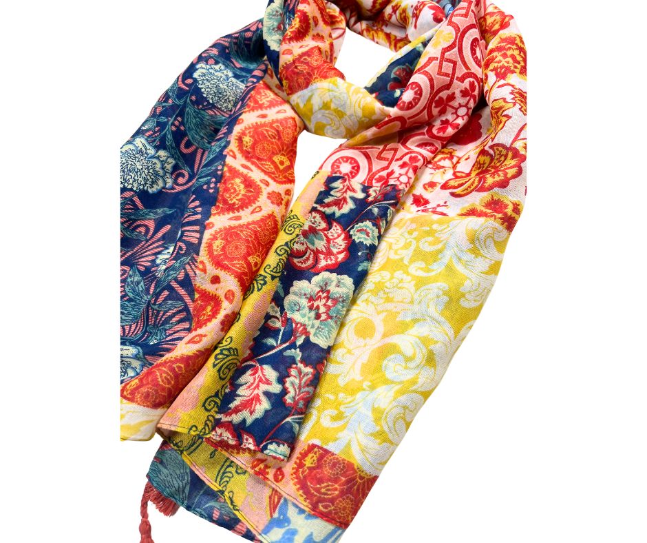 Multicolor Cotton/ Viscose Floral Scarf for women