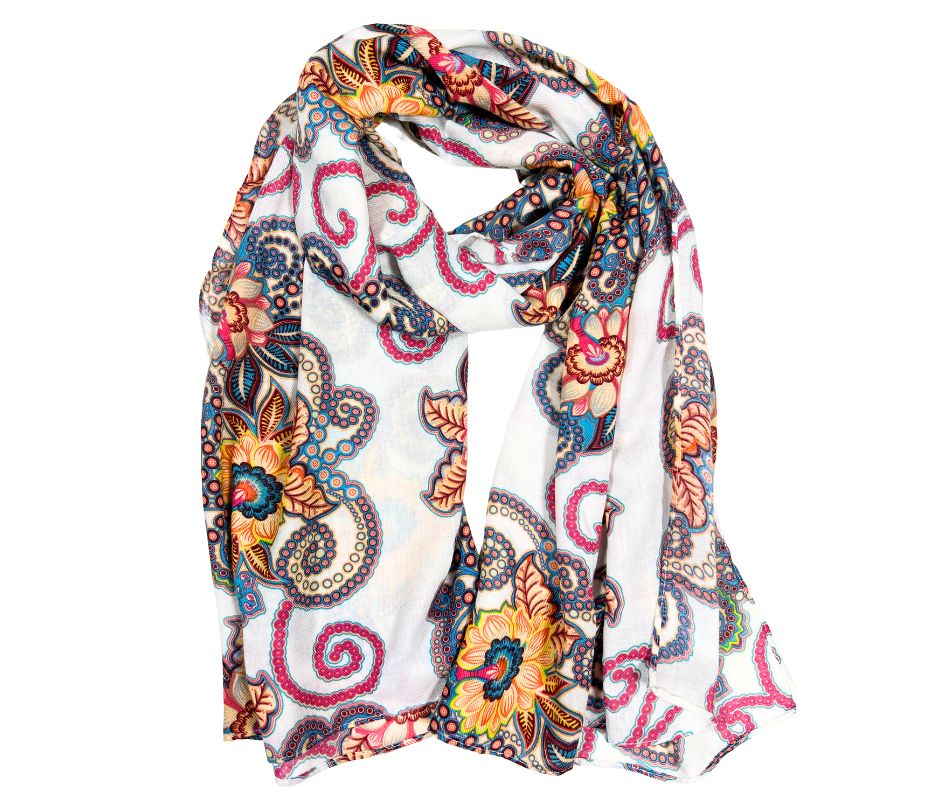 Printed Cotton/ Viscose Floral Scarf For Women