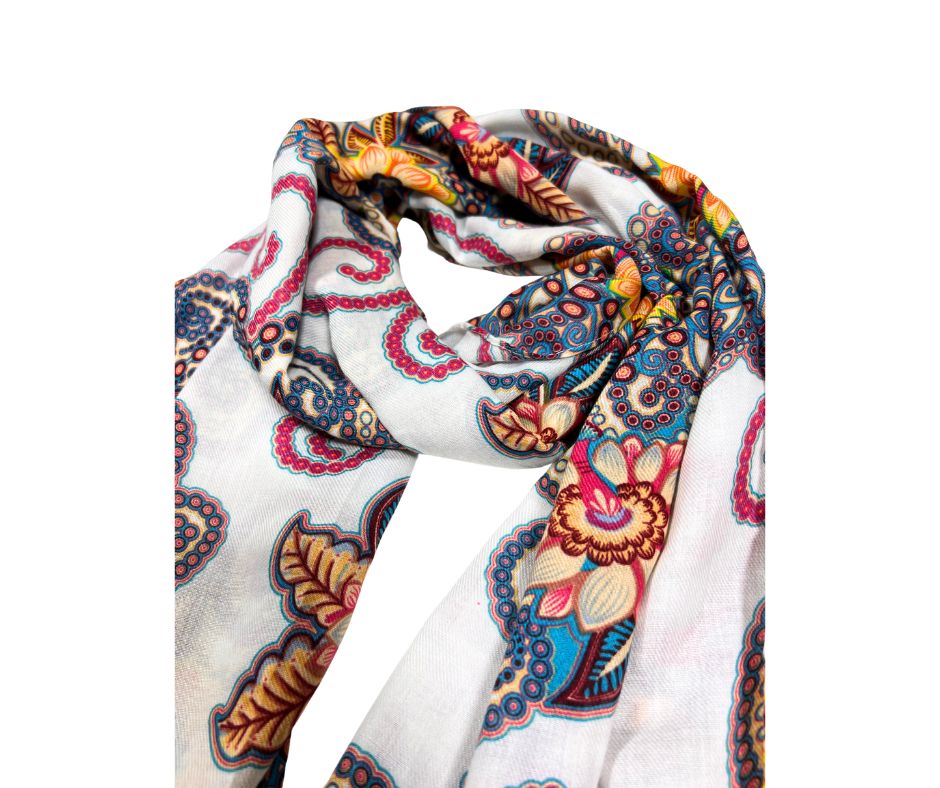 Printed Cotton/ Viscose Floral Scarf For Women