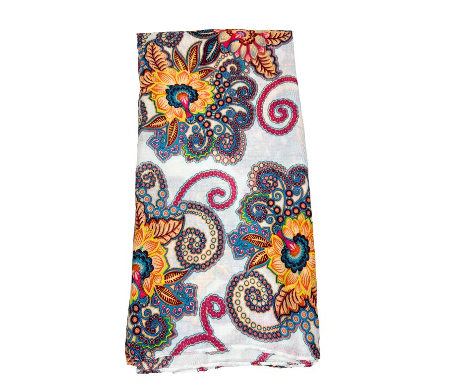 Printed Cotton/ Viscose Floral Scarf For Women