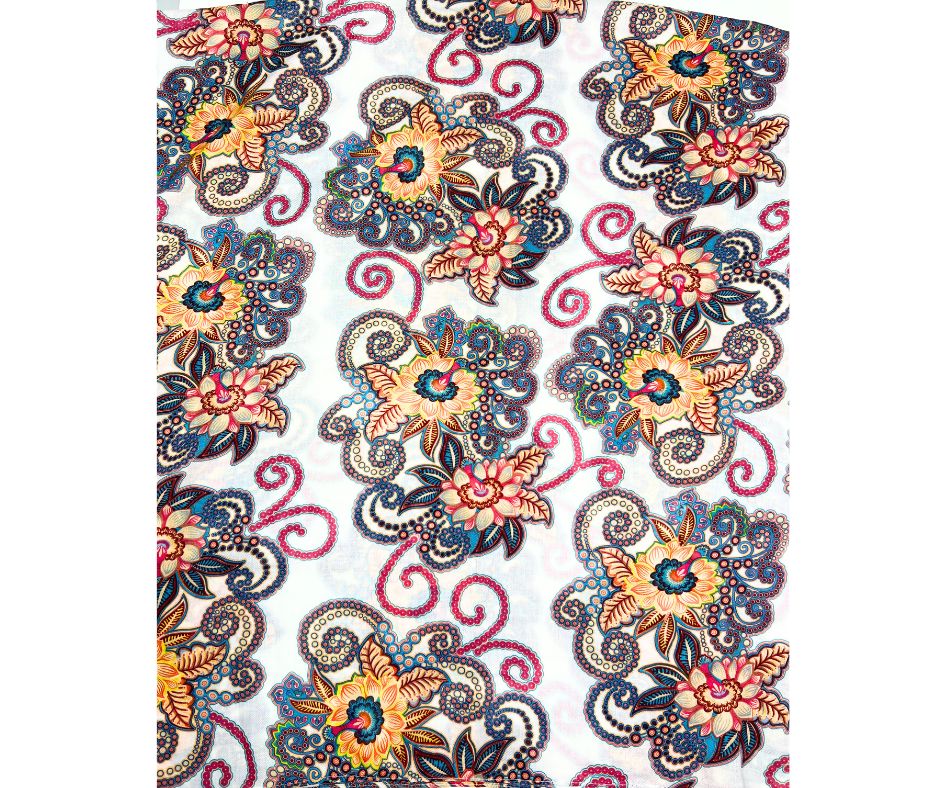Printed Cotton/ Viscose Floral Scarf For Women