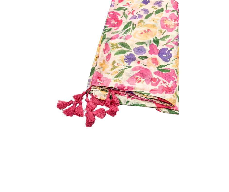 Pink Floral Cotton scarf for Women