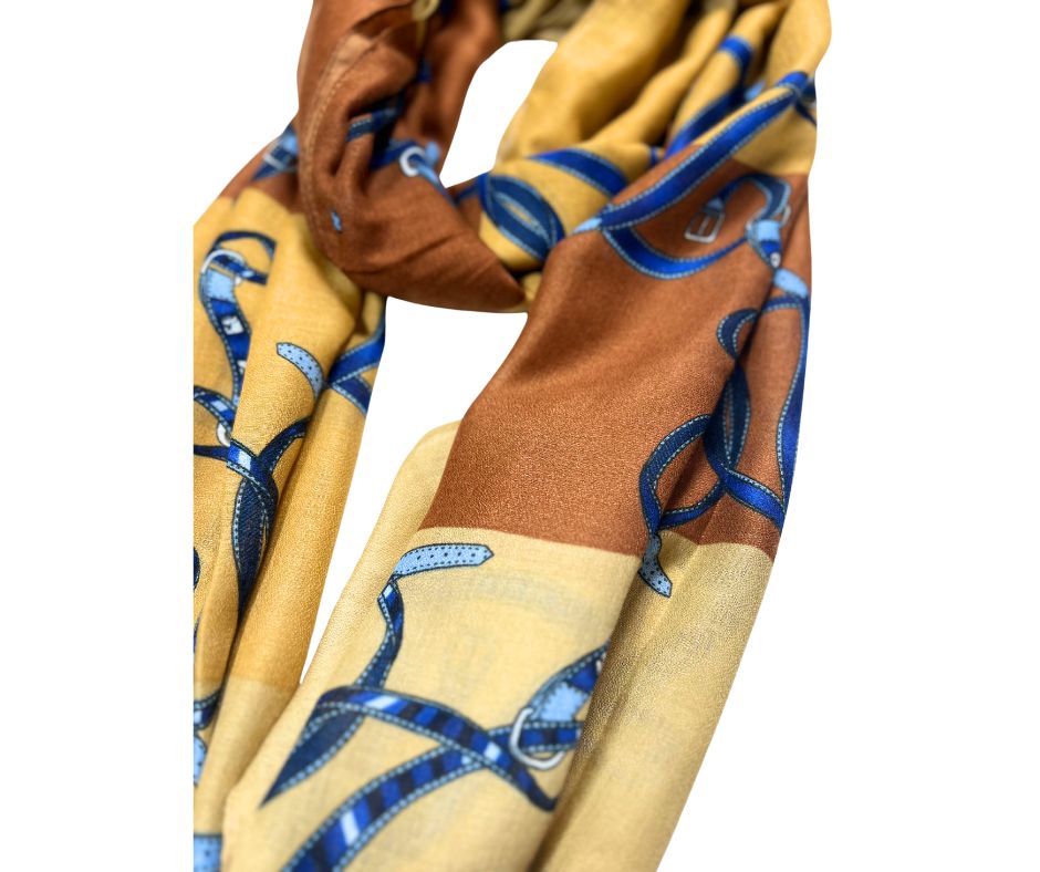 Brown Cotton/ Viscose Scarf for women
