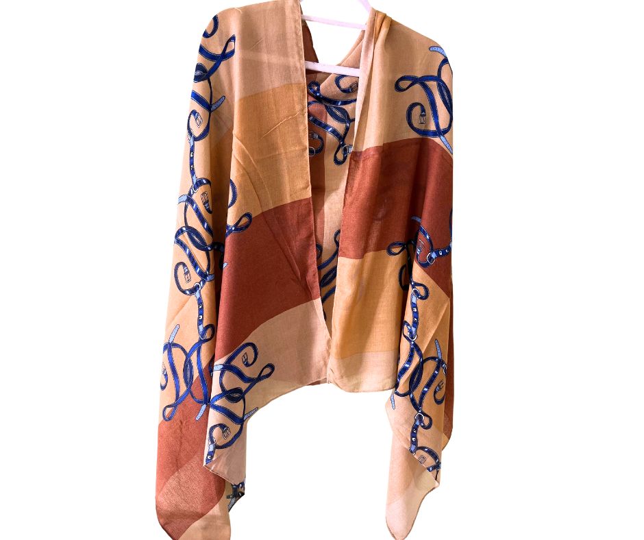 Brown Cotton/ Viscose Scarf for women