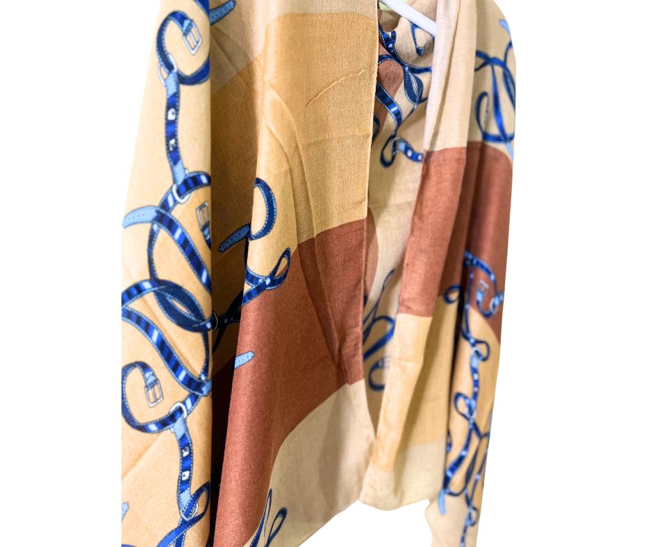 Brown Cotton/ Viscose Scarf for women