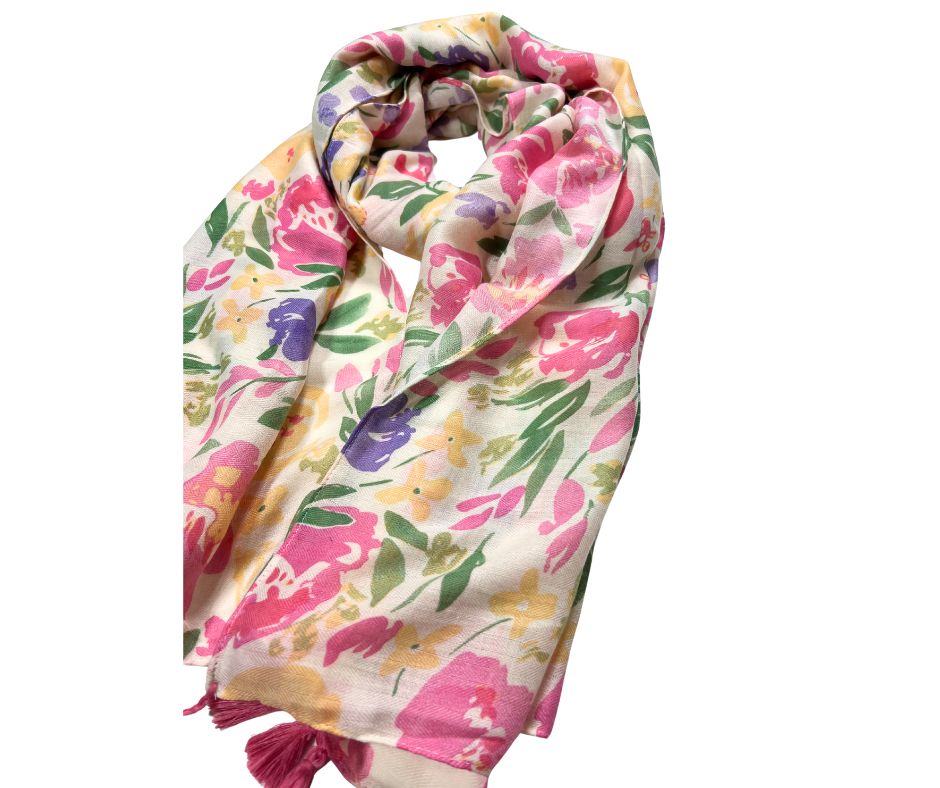 Pink Floral Cotton scarf for Women