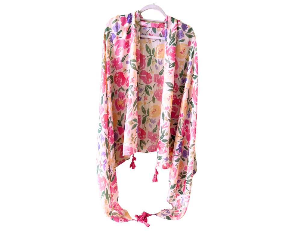 Pink Floral Cotton scarf for Women