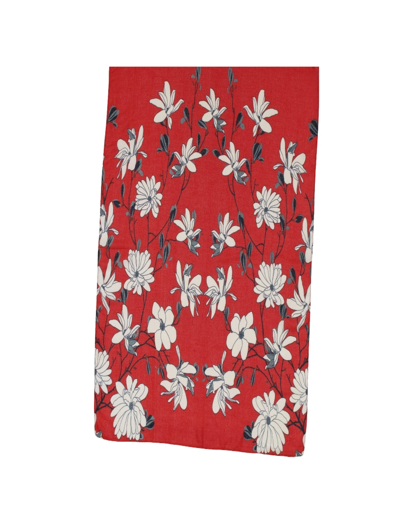 Printed Cotton Scarf For Women -RED