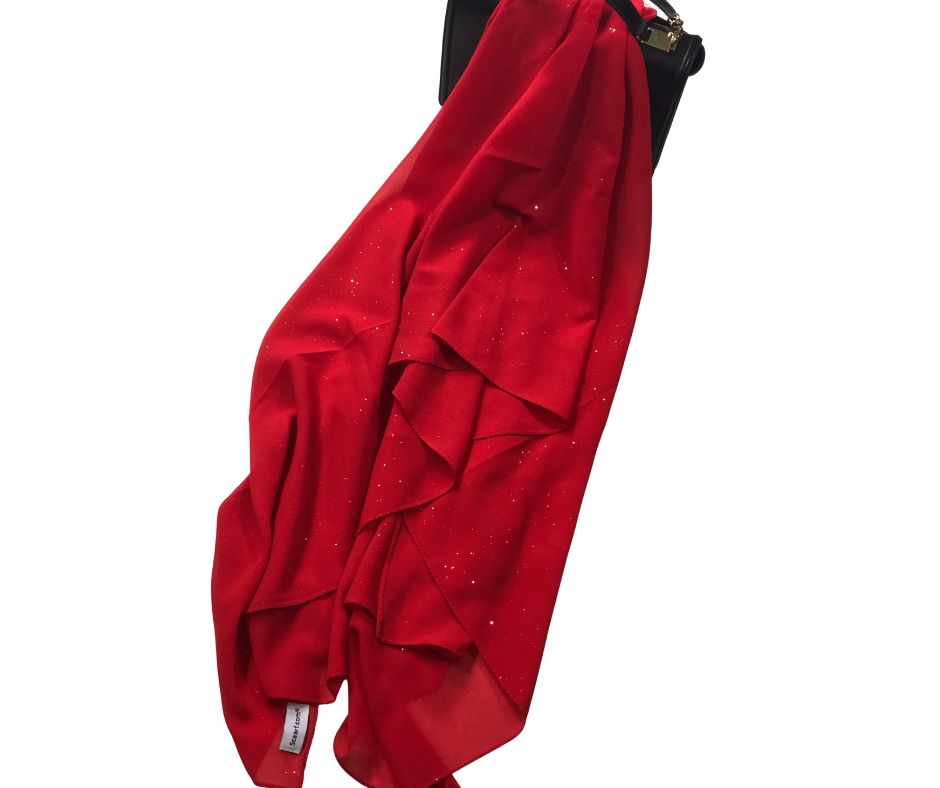 Chiffon Shimmer Scarf/Hijab - Red