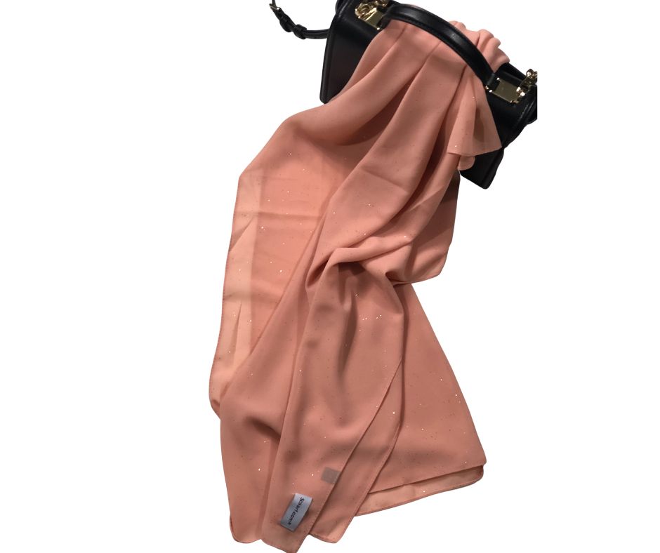 Chiffon Shimmer Scarf/Hijab - Orange Brown