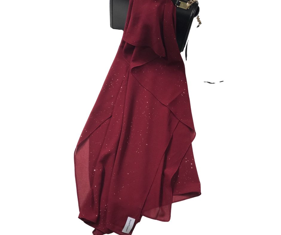 Chiffon Shimmer Scarf/Hijab - Maroon