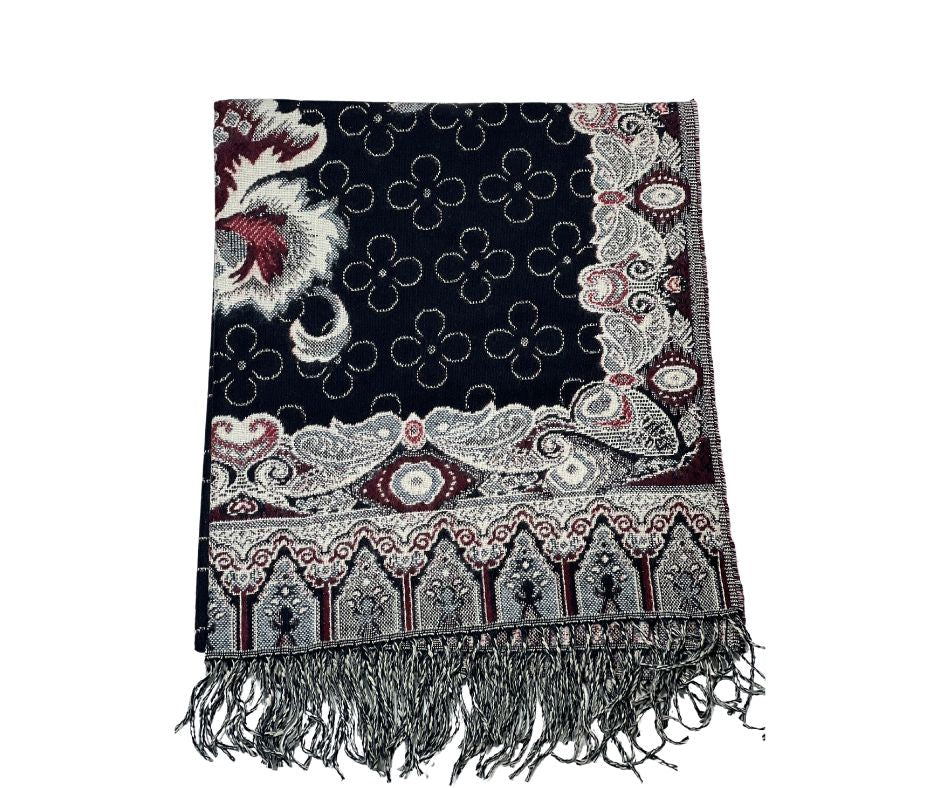 CASHMERE BLEND SCARF/SHAWL - BLACK