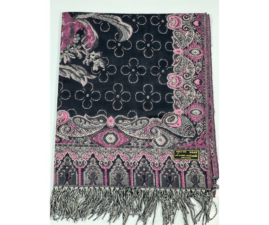 CASHMERE BLEND SCARF/SHAWL - PURPLE