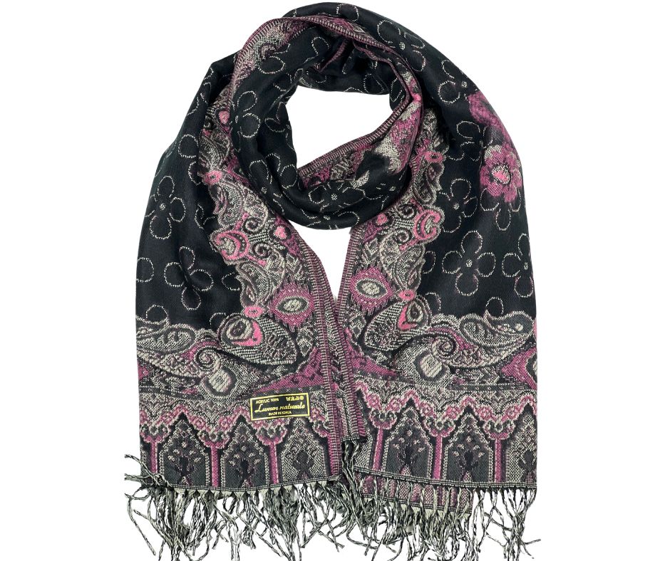 CASHMERE BLEND SCARF/SHAWL - BLACK