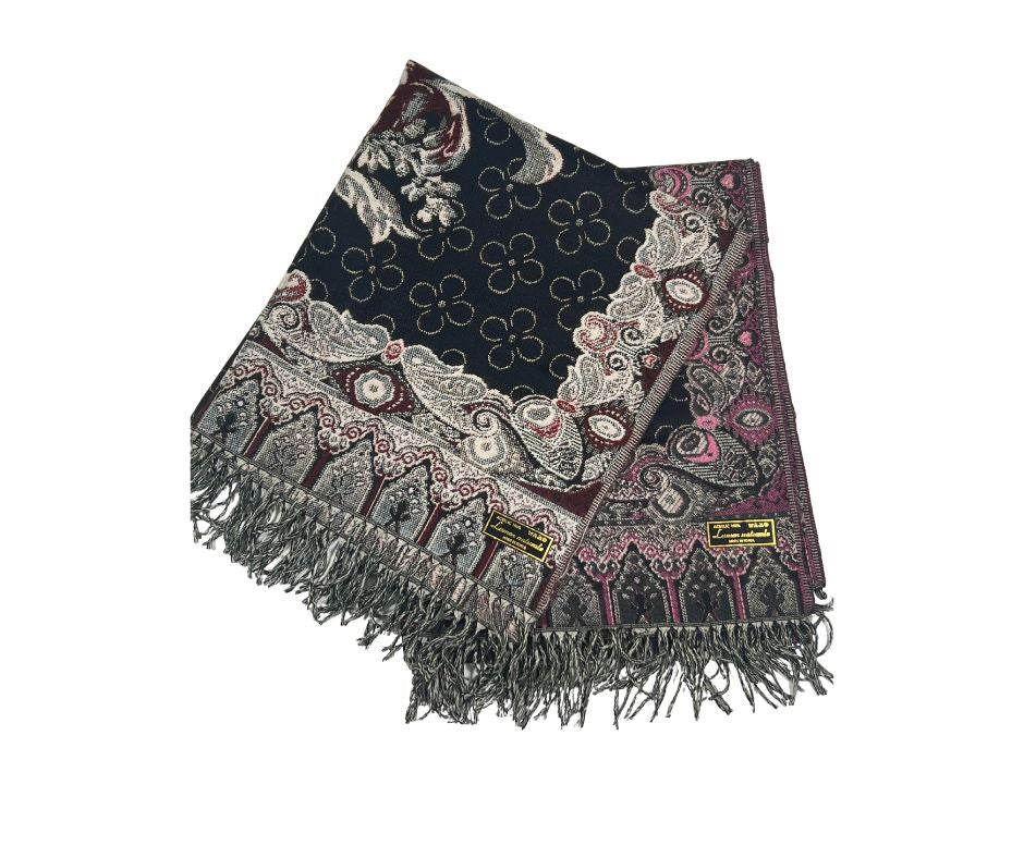 CASHMERE BLEND SCARF/SHAWL - PURPLE