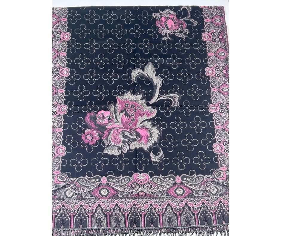 CASHMERE BLEND SCARF/SHAWL - PURPLE