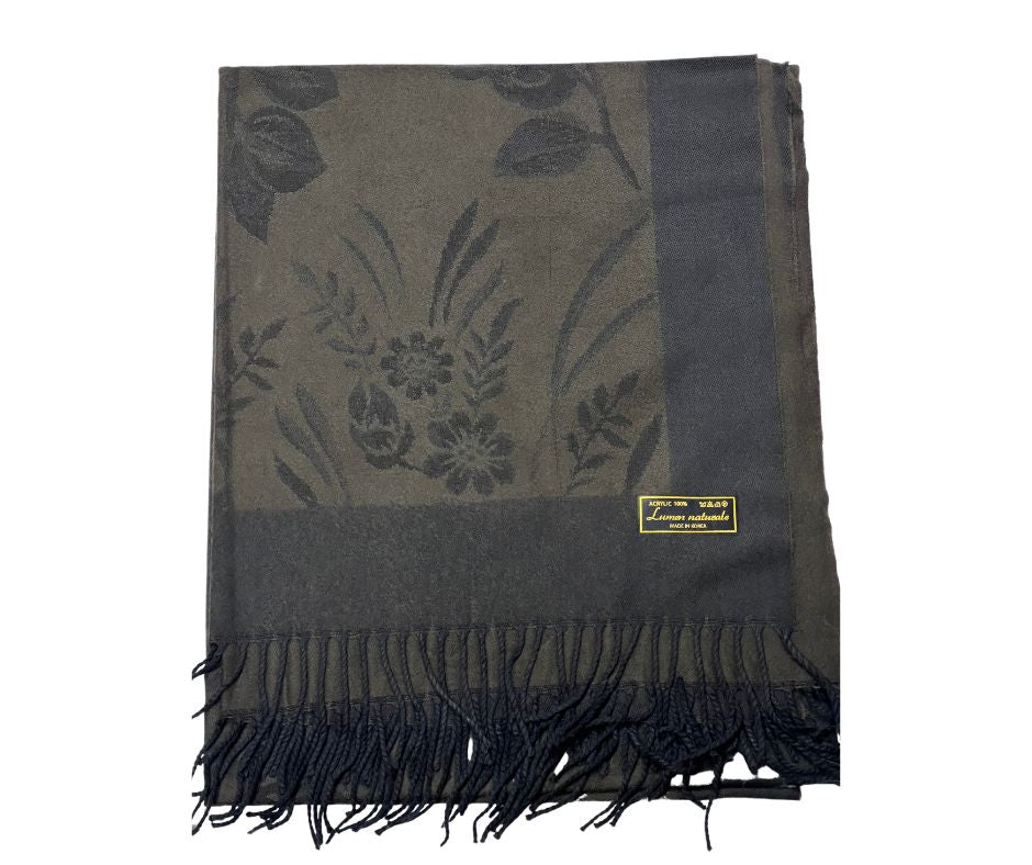 Pashmina Scarf With Tassel - BROWN