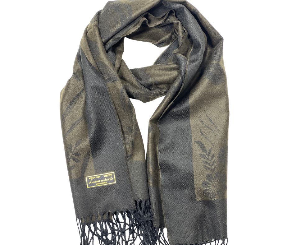 Pashmina Scarf With Tassel - BROWN