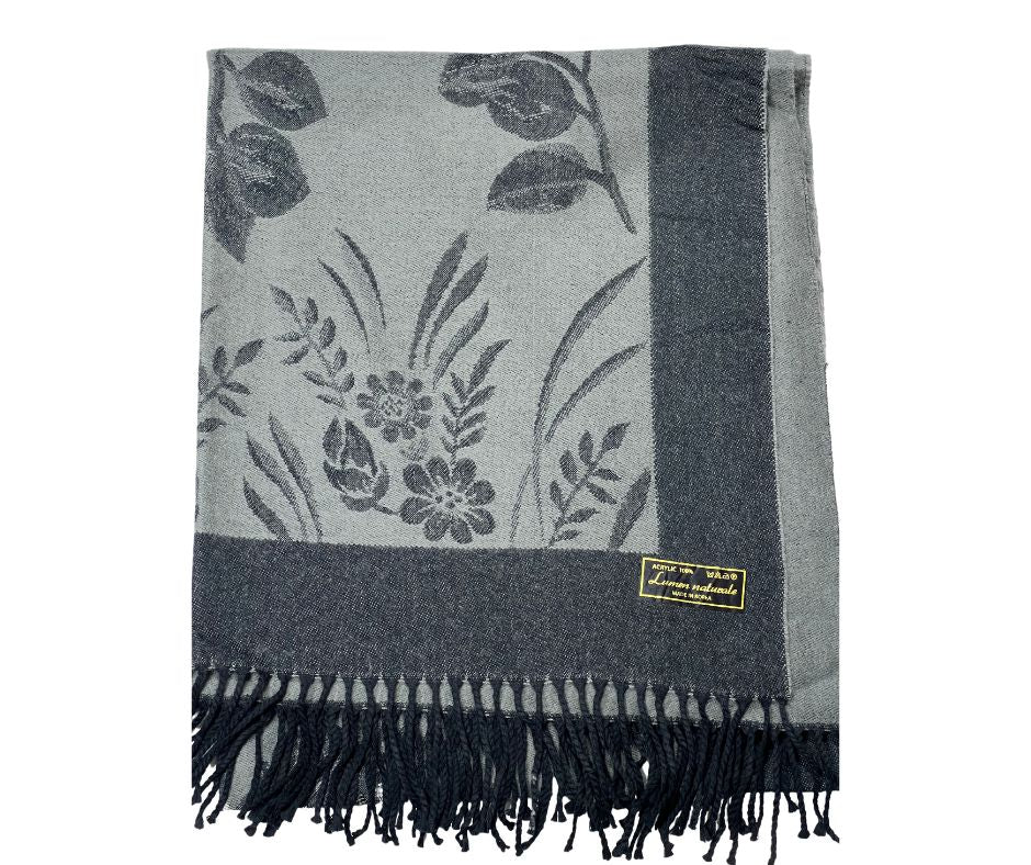 Pashmina Scarf With Tassel - GREY