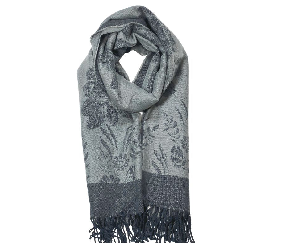 Pashmina Scarf With Tassel - GREY
