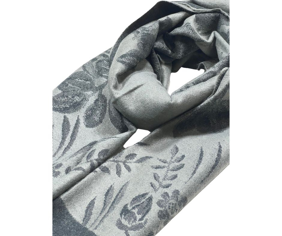 Pashmina Scarf With Tassel - GREY