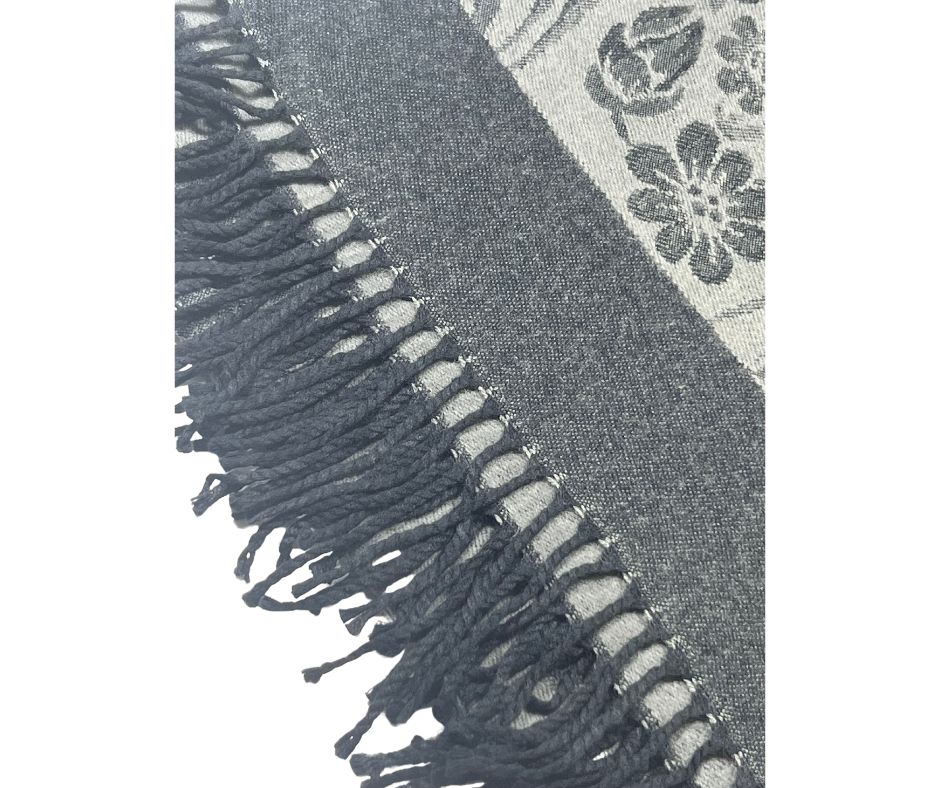 Pashmina Scarf With Tassel - GREY
