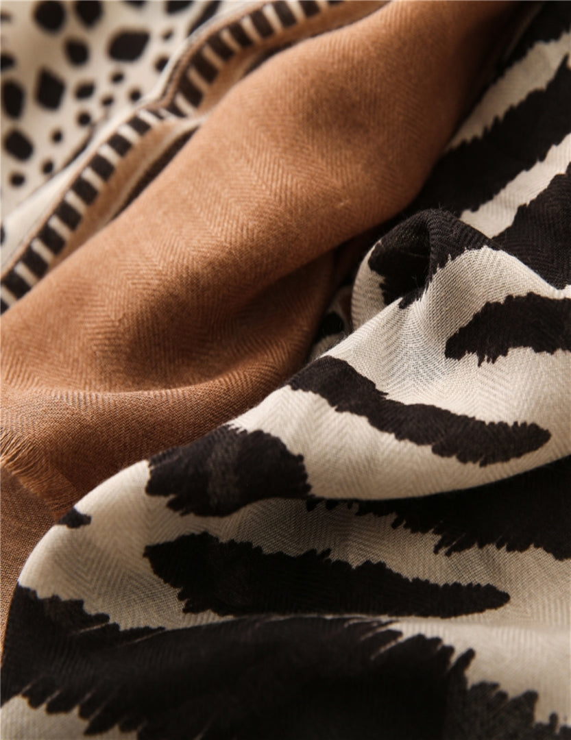 Tiger Printed Cotton/ Viscose Scarf For Women