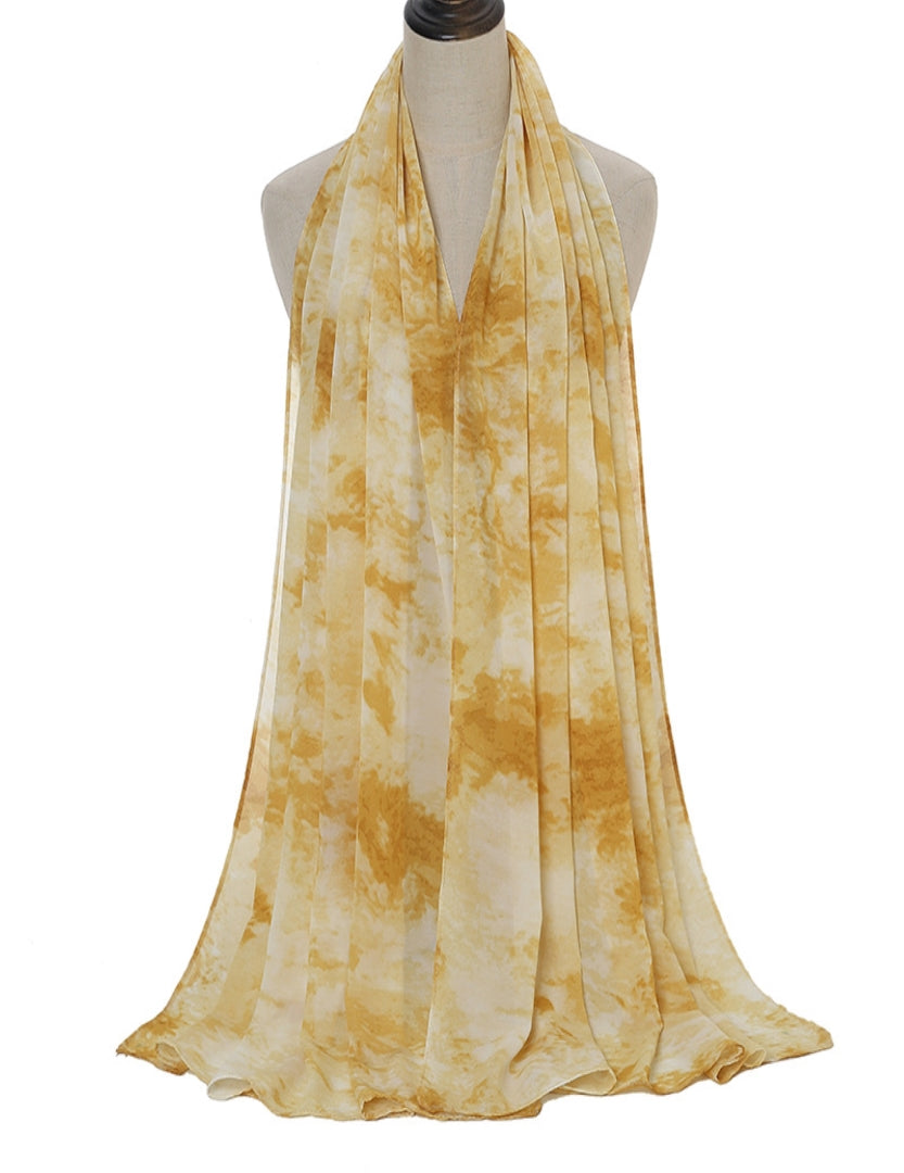 Tie & Dye Chiffon Scarf - YELLOW