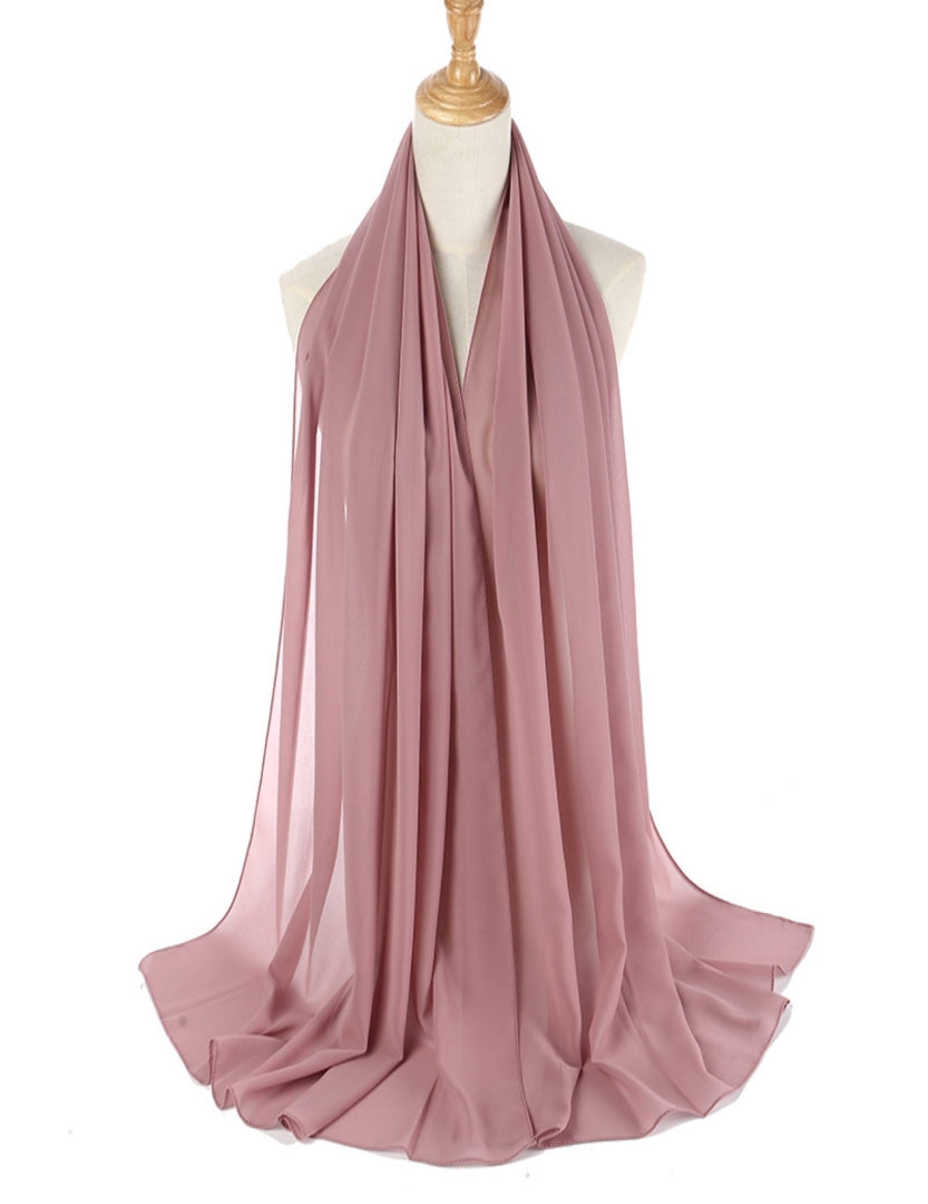 Chiffon Plain Scarf/Hijab - ROSE PINK