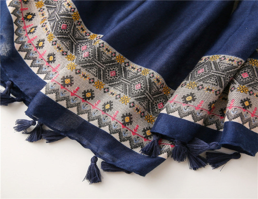 Cotton / Viscose Scarf - BLUE