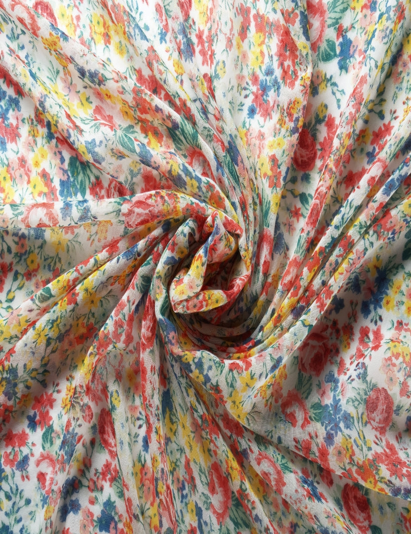 Printed Floral Cotton Scarf For Women