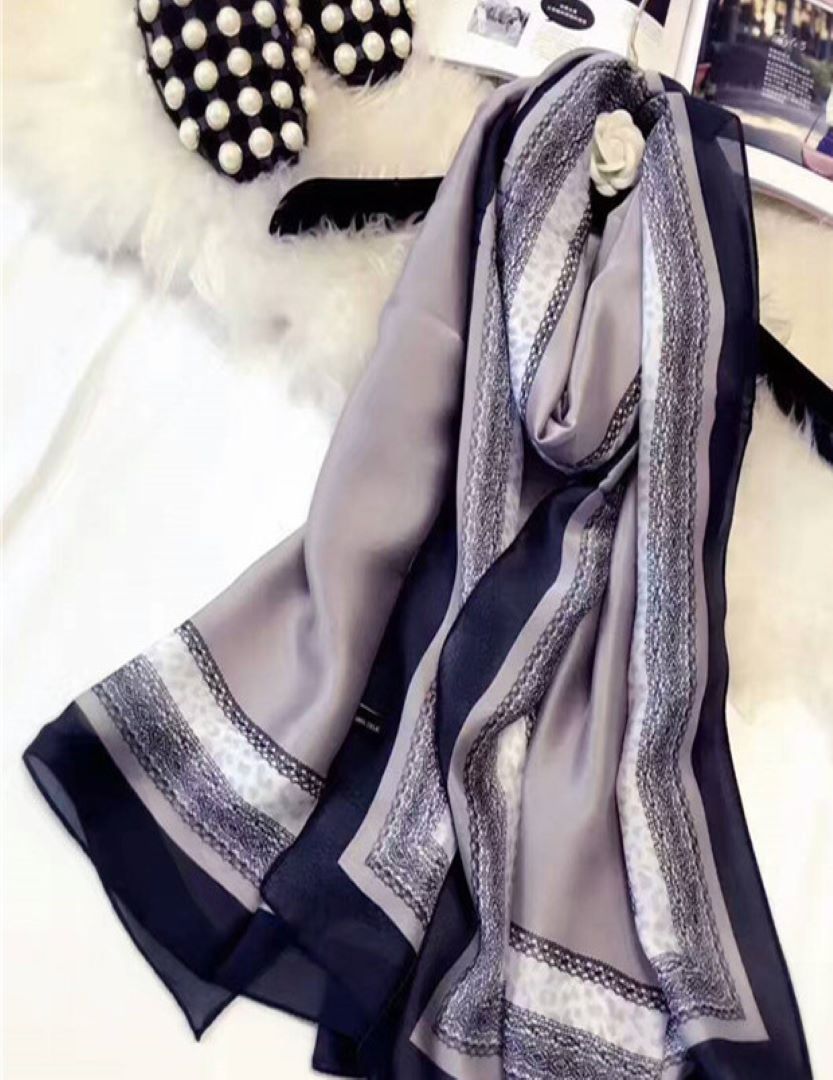 Elegant Silk Feel Scarf/Hijab - GREY