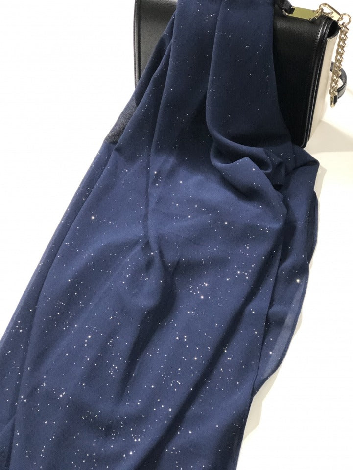 Chiffon Shimmer Scarf/Hijab - Navy Blue
