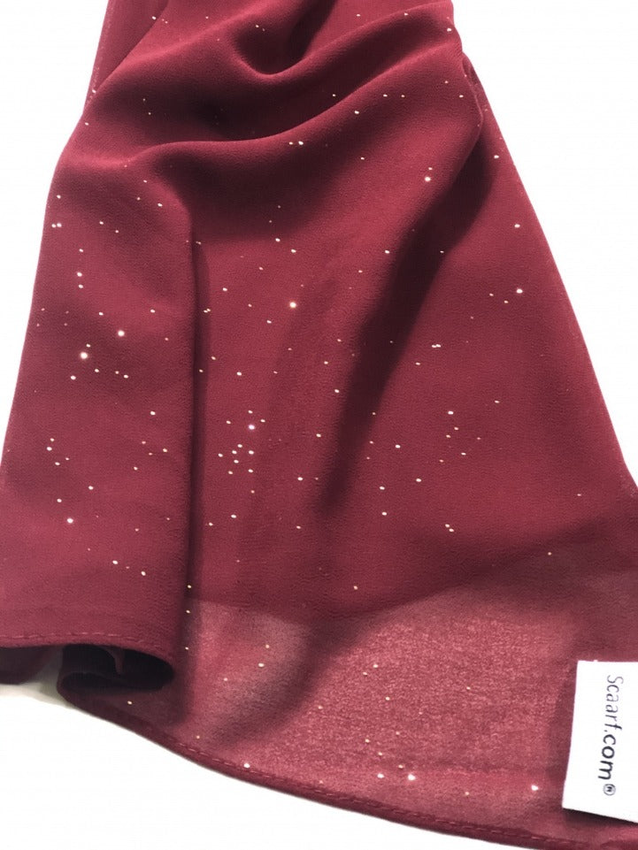 Chiffon Shimmer Scarf/Hijab - Maroon