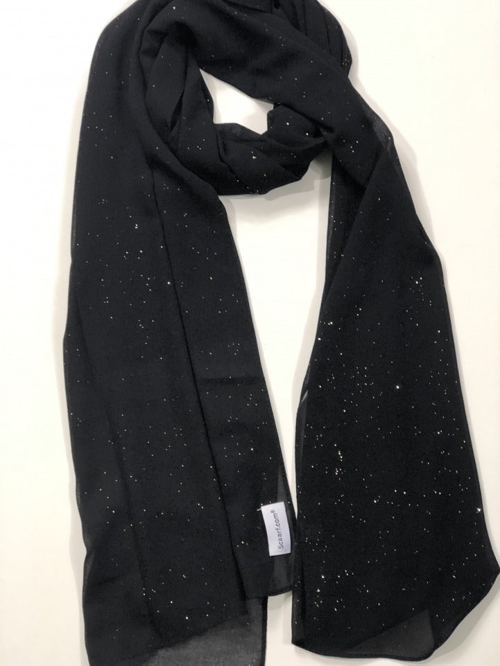 Chiffon Shimmer Scarf/Hijab - Black
