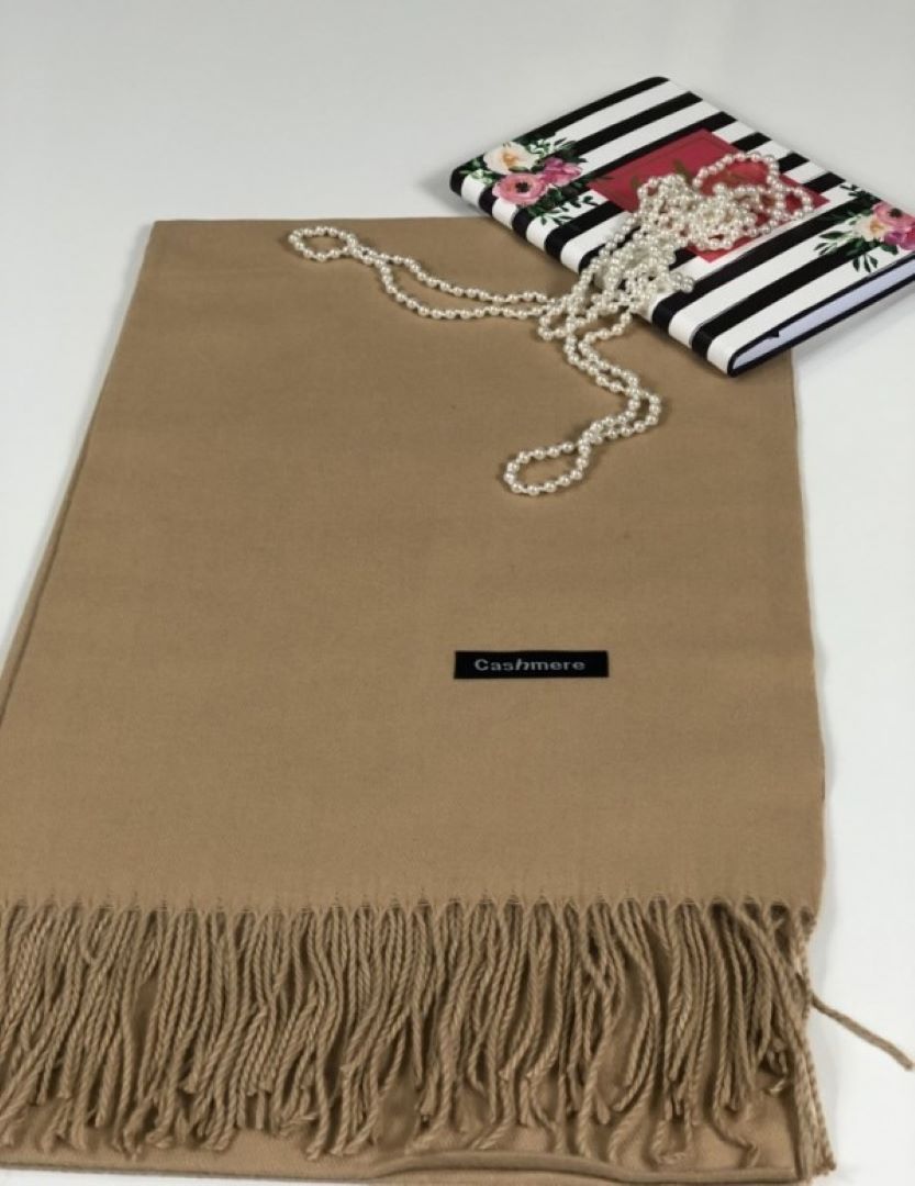 Elegant Solid Cashmere Shawl / Wrap - BEIGE