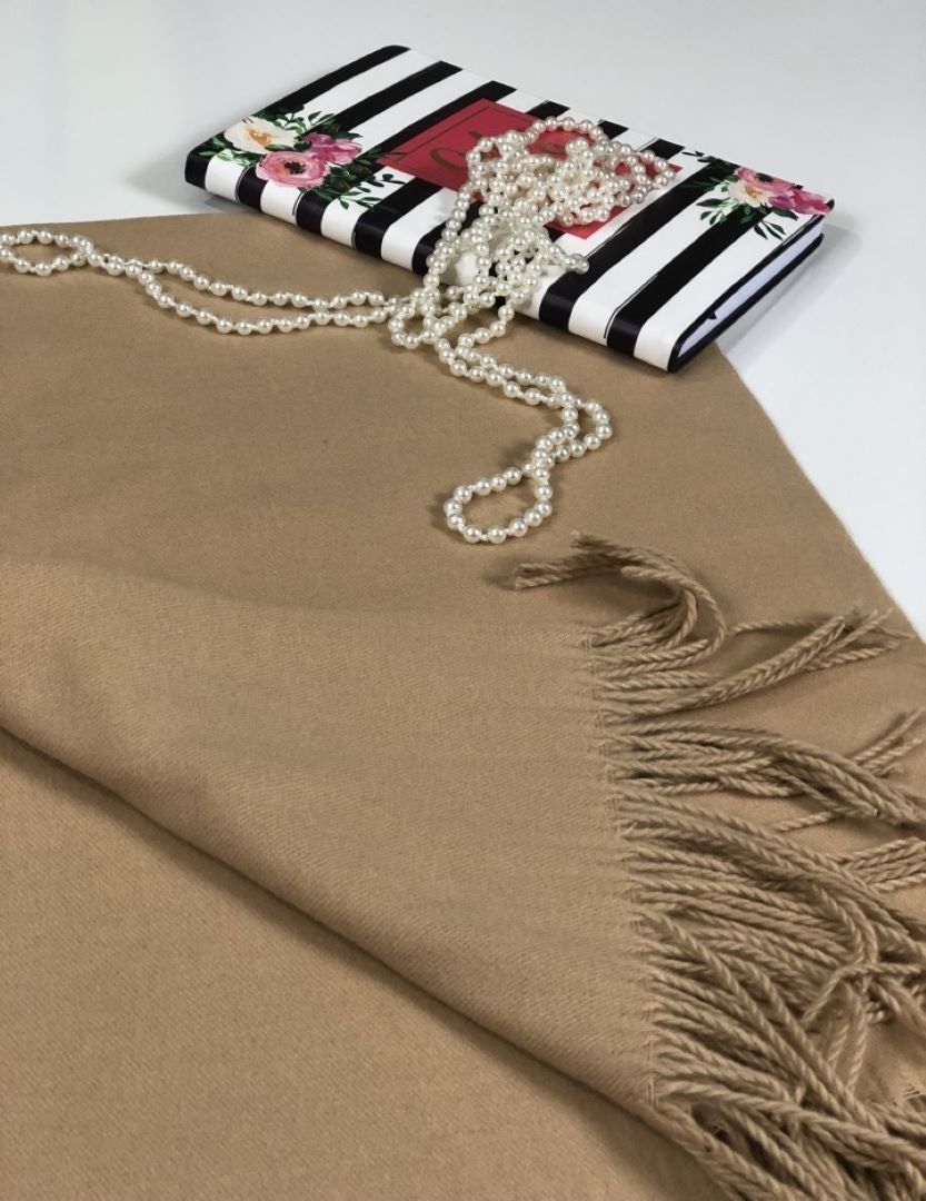 Elegant Solid Cashmere Shawl / Wrap - BEIGE
