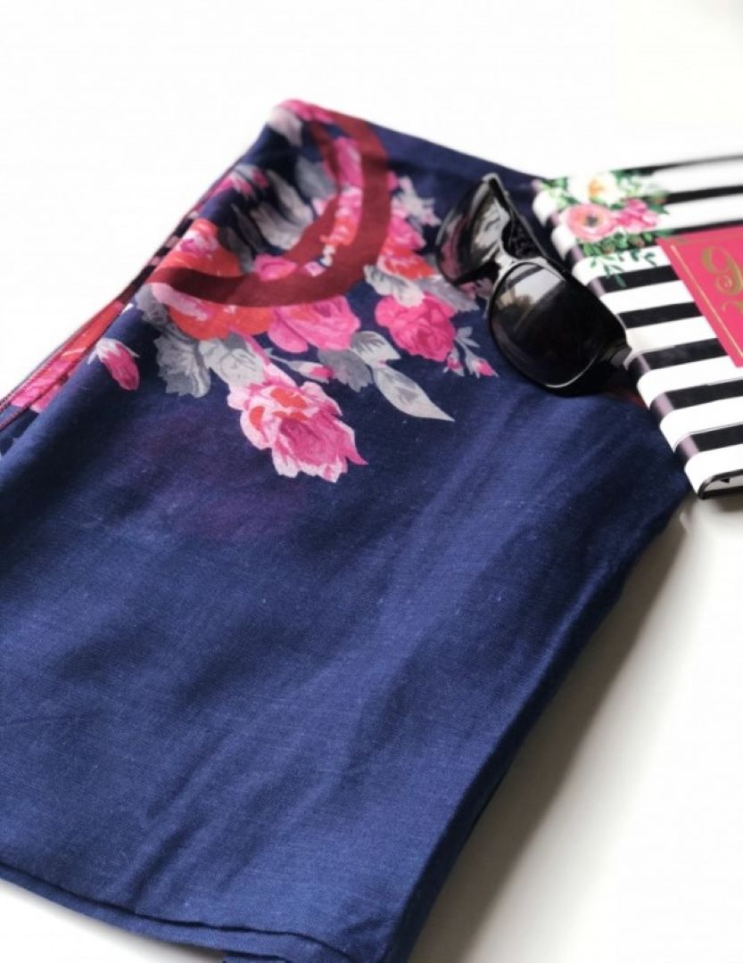 Cotton / Viscose Print Scarf- BLUE