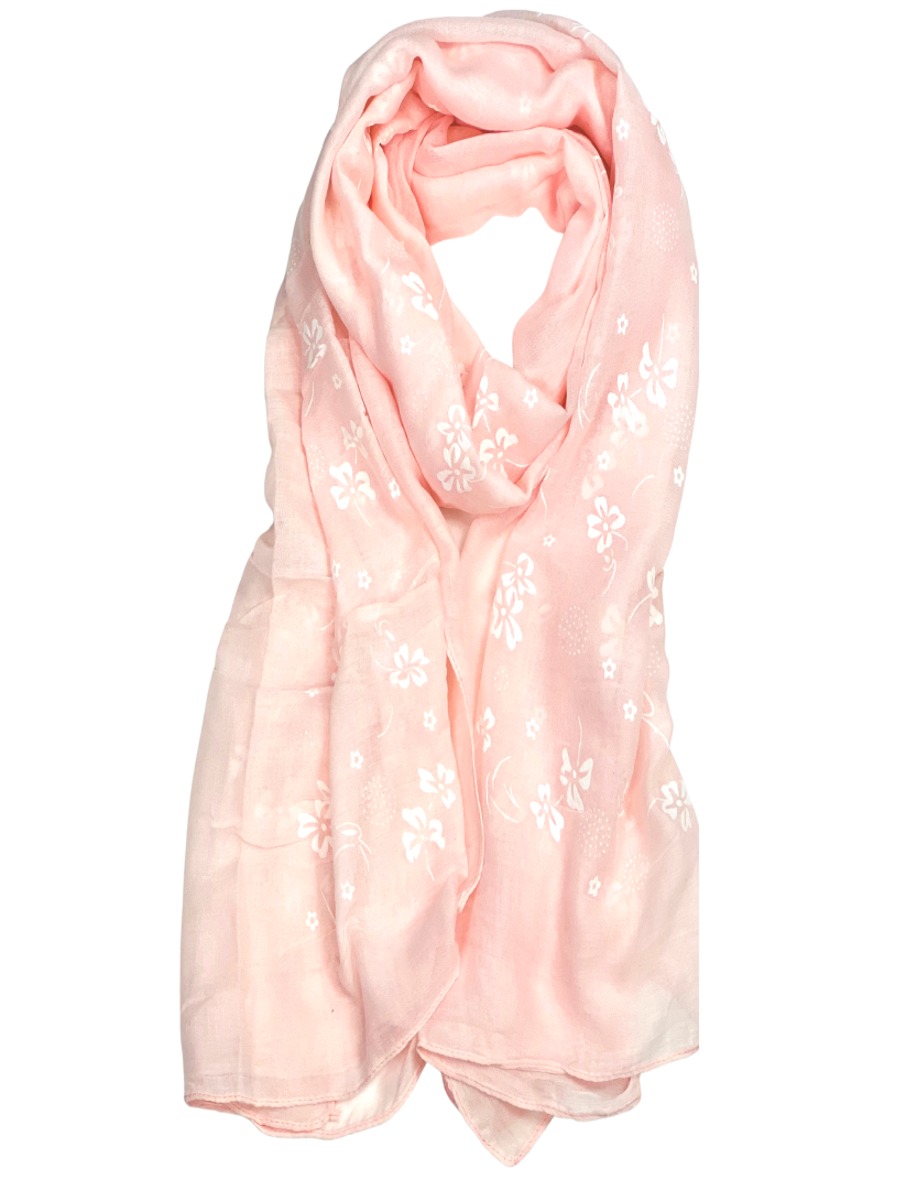 Cotton /Viscose Embossed Scarf- Peach