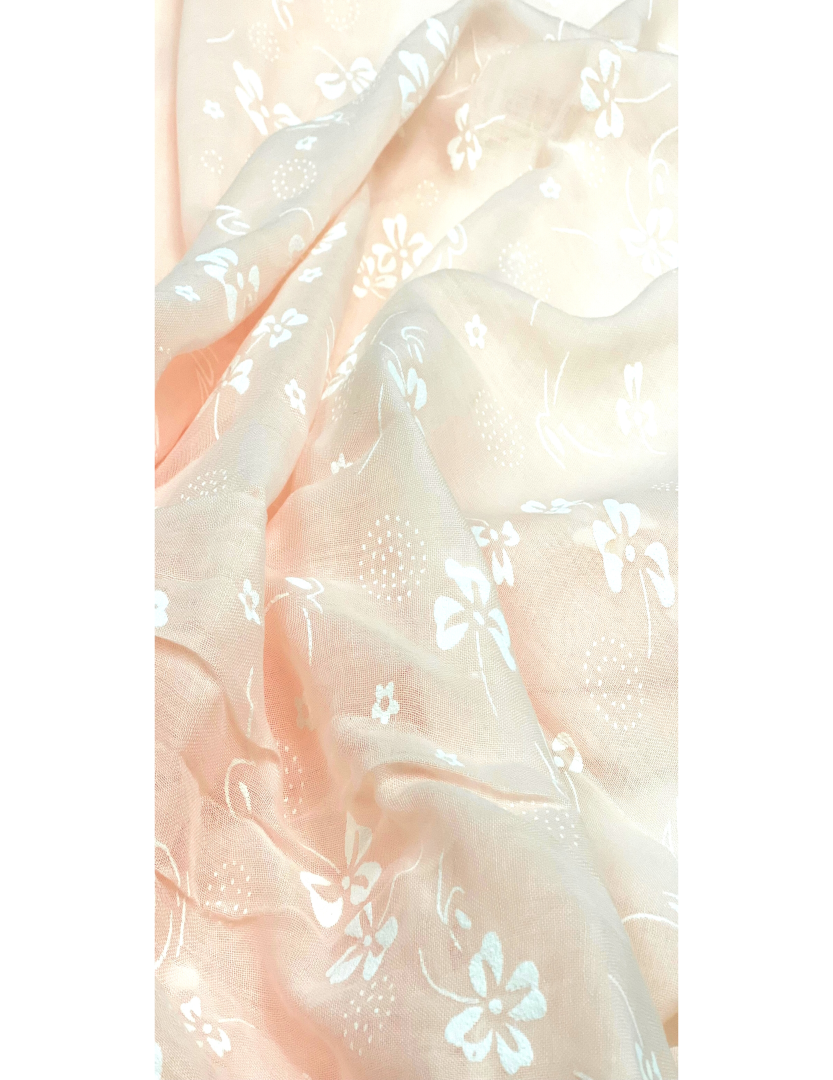 Cotton /Viscose Embossed Scarf- Peach