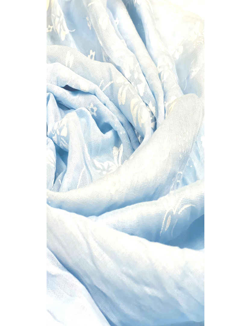 Cotton /Viscose Embossed Scarf- Blue