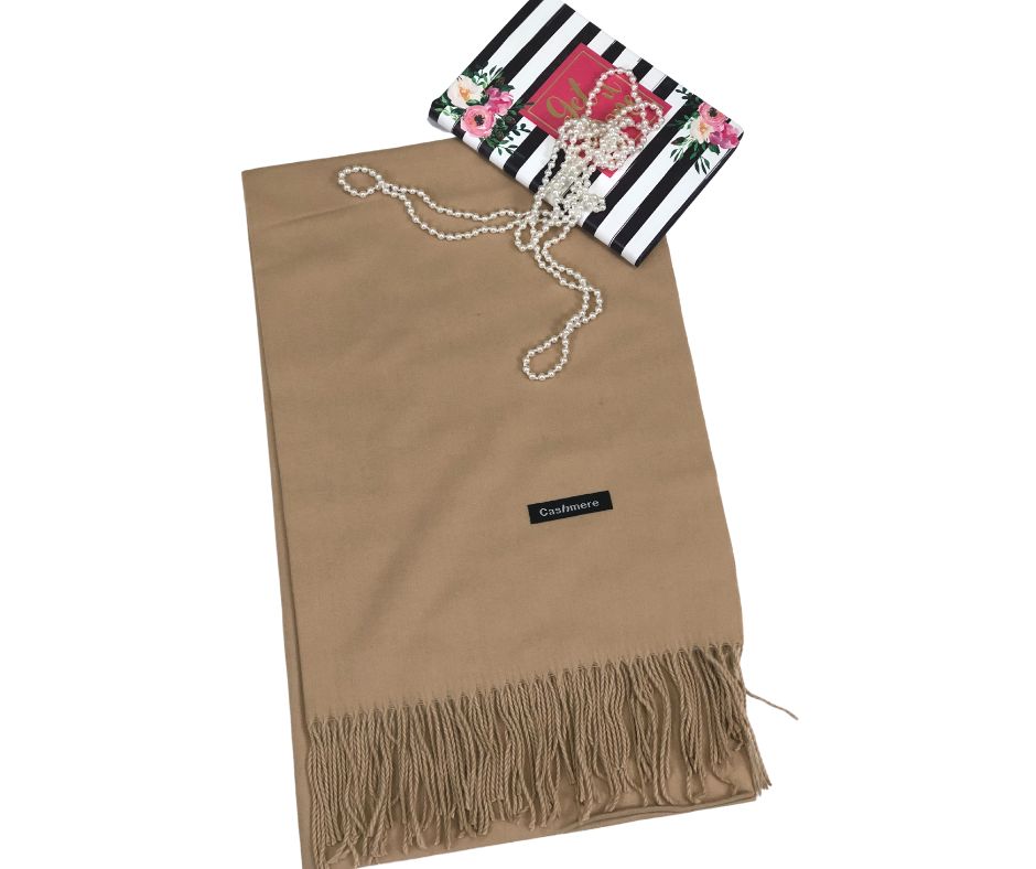 Elegant Solid Cashmere Shawl / Wrap - BEIGE