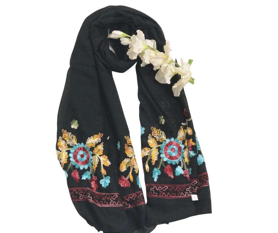 Embroidered Cotton Scarf/Hijab-Light Pink