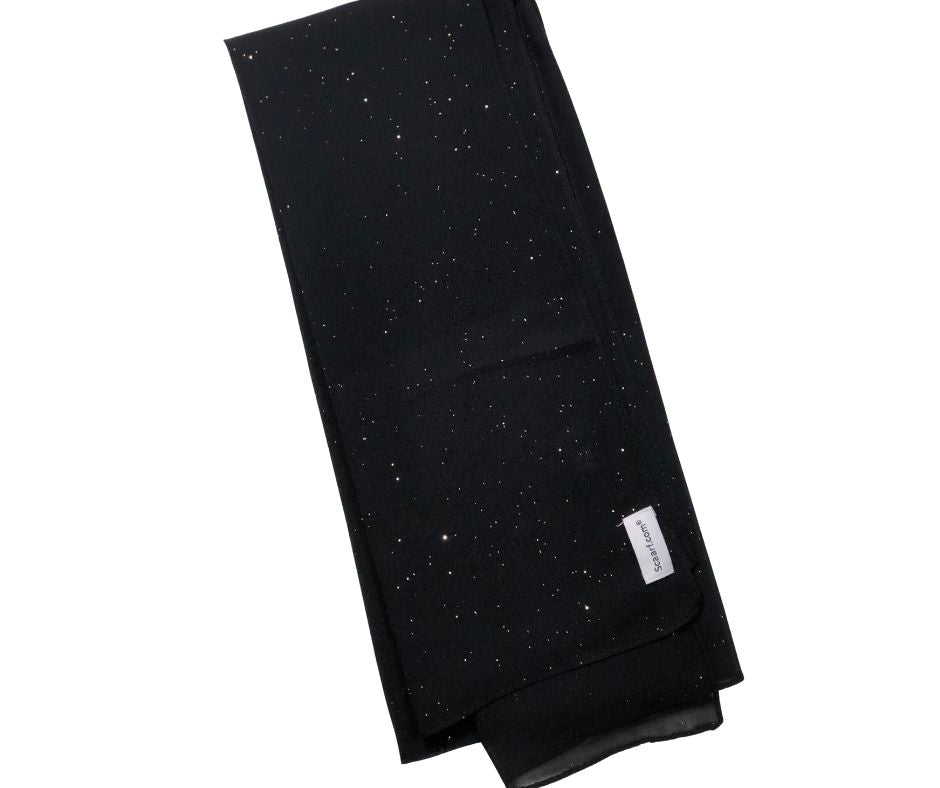 Chiffon Shimmer Scarf/Hijab - Black