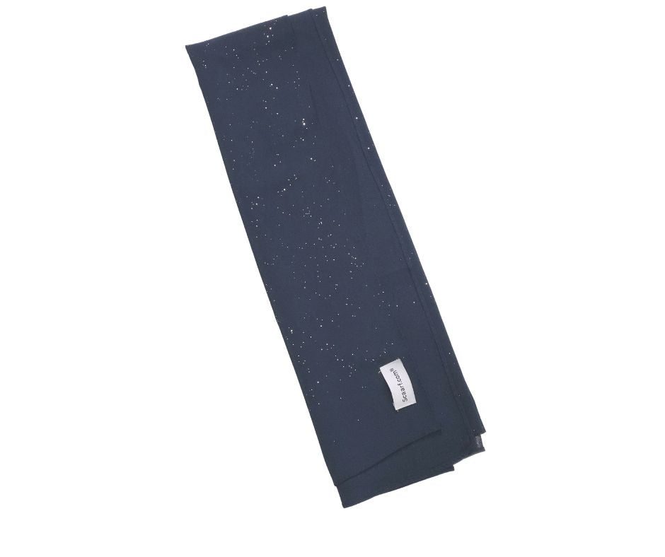 Chiffon Shimmer Scarf/Hijab - Navy Blue