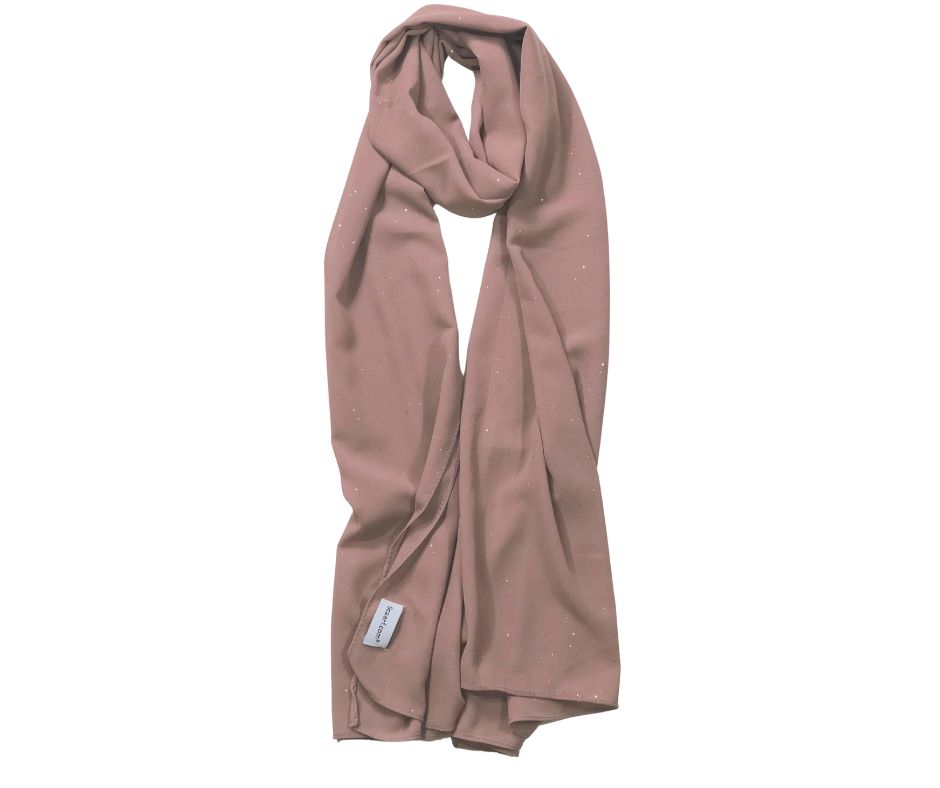 Chiffon Shimmer Scarf/Hijab - Rosy Brown