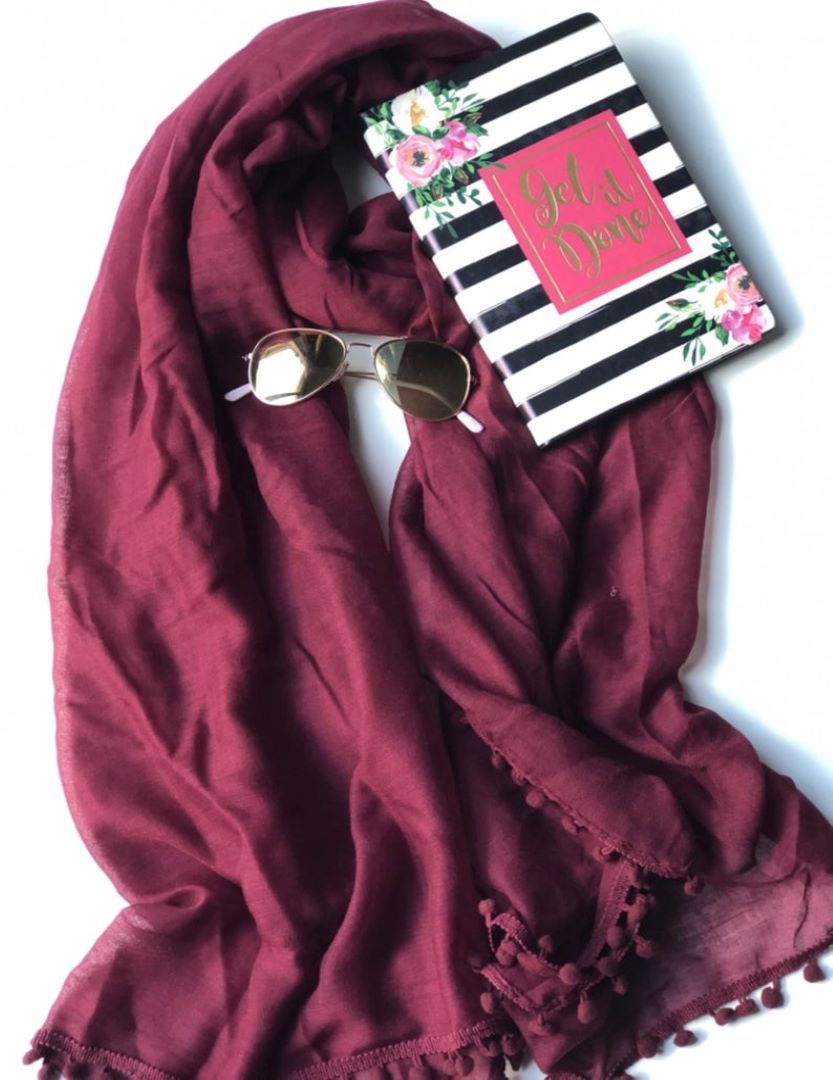 Elegant Cotton Scarf For Women - Maroon