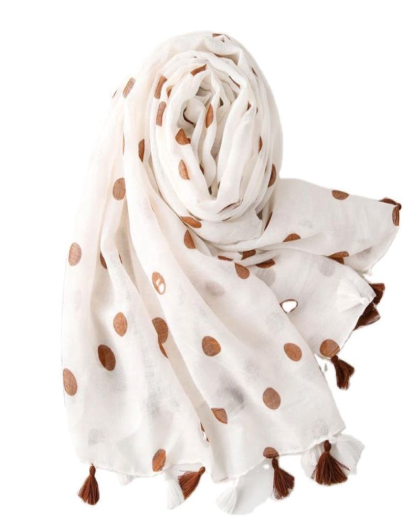 Viscose Scarf - Polka Dot Printed Brown