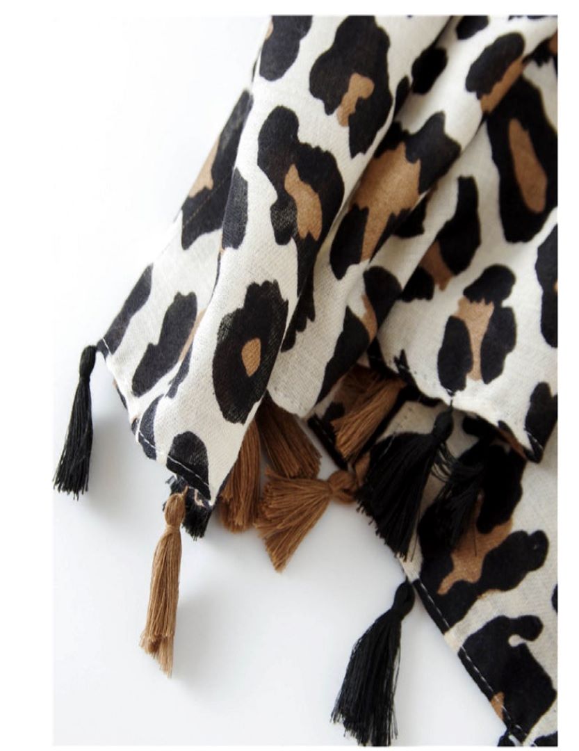 Cotton Viscose Printed Leopard Scarf